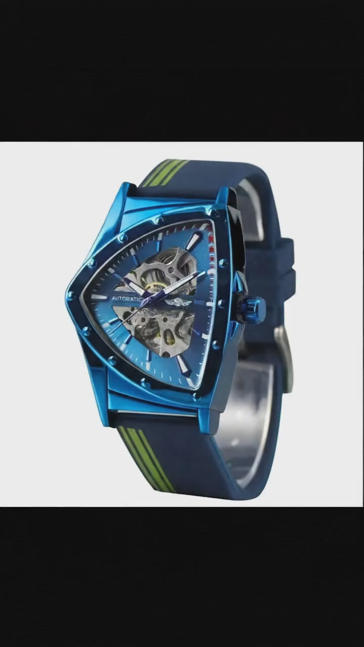 DELTA RACER Blue: Triangle Skeleton Automatic Watch | Sport Edition